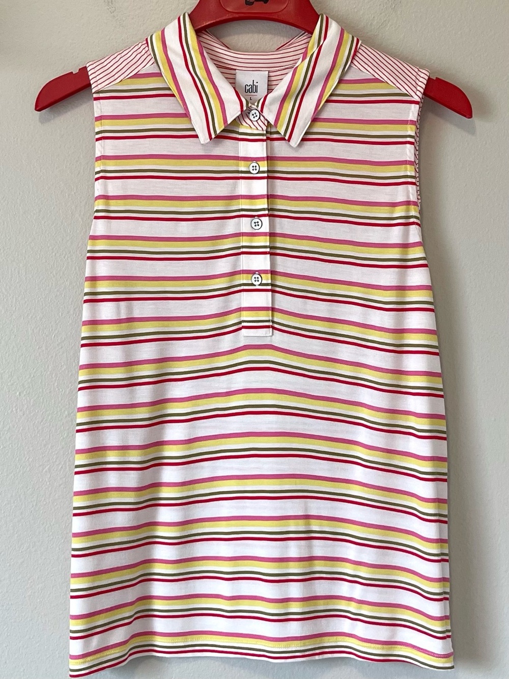 Cabi Sunny Day Sleeveless Polo - Easy Fit & Sunshine Pallet - Size Large